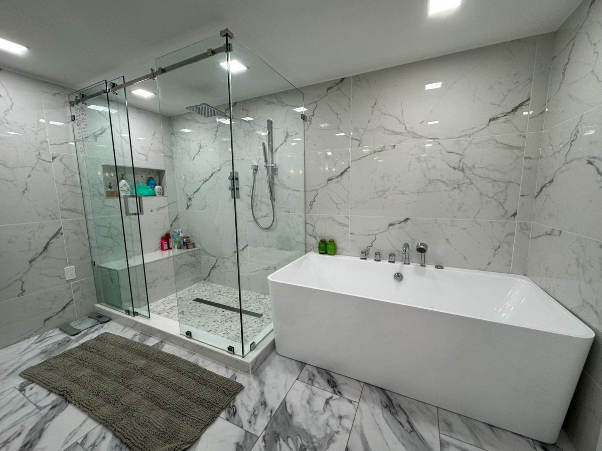 Marble master bathroom